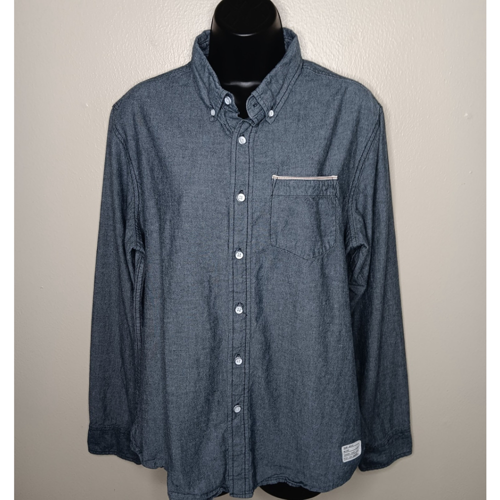 Adam Levine Women's Small Band Shirt Blouse Blue Cotton Button Up Maroon 5
